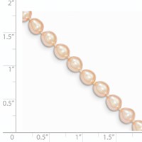 14K Yellow Gold Gold 5-6mm Pink FW Cultured Rice Pearl Bracelet view 2