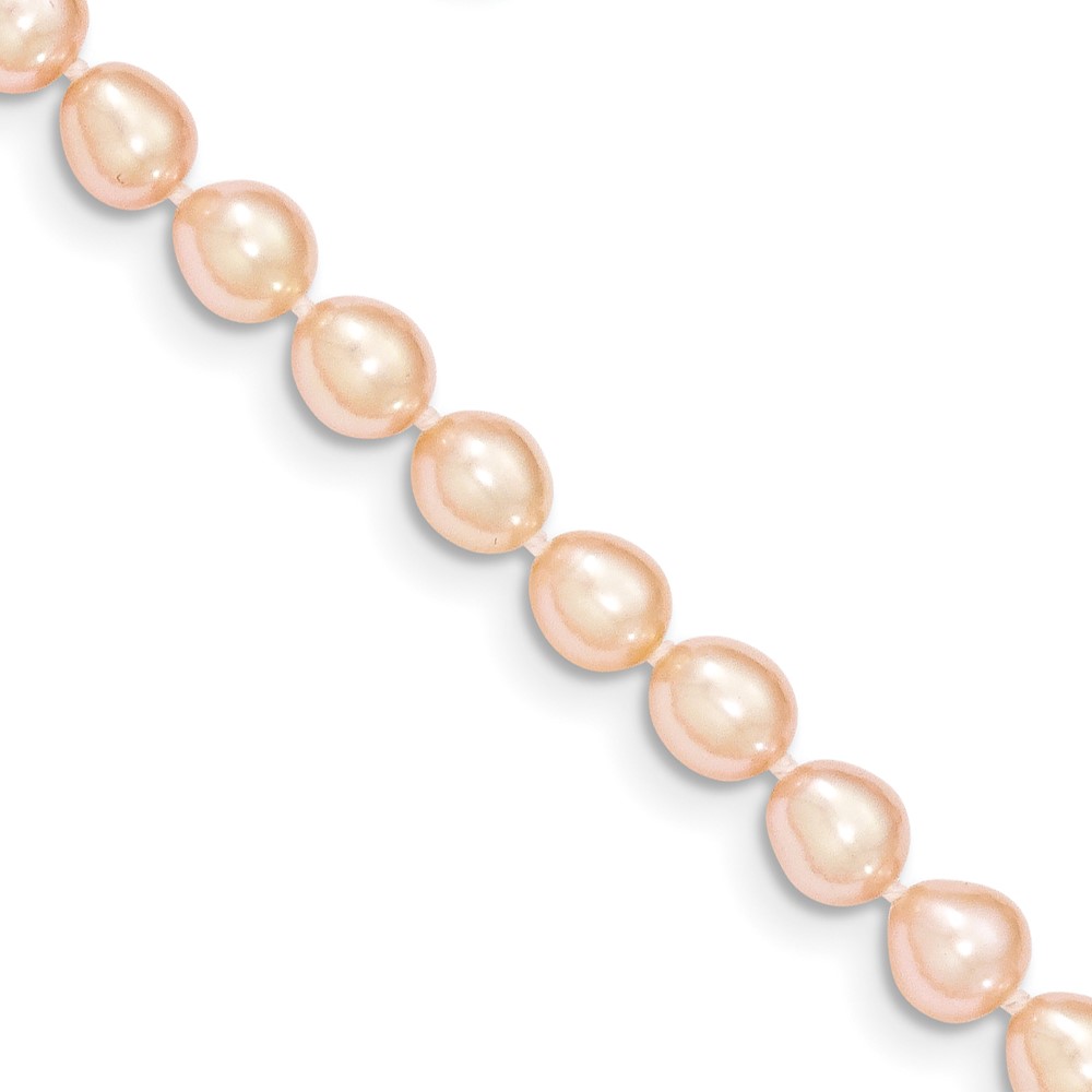 14K Yellow Gold Gold 5-6mm Pink FW Cultured Rice Pearl Bracelet