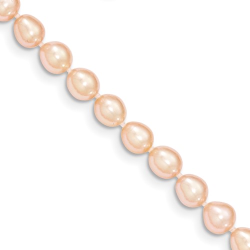 14K Yellow Gold Gold 5-6mm Pink FW Cultured Rice Pearl Bracelet