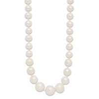 14K Yellow Gold 7-11mm White Freshwater Cultured Pearl Graduated Necklace, 18" view 2