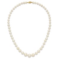 14K Yellow Gold 7-11mm White Freshwater Cultured Pearl Graduated Necklace, 18" view 5