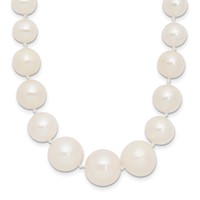 14K Yellow Gold 7-11mm White Freshwater Cultured Pearl Graduated Necklace, 18" view 1