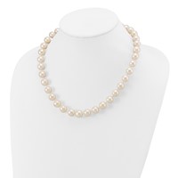 14K Yellow Gold 11-12mm White Near-Round Freshwater Cultured Pearl Necklace, 18" view 3
