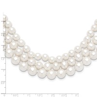 14K Yellow Gold 8-9mm White Near-Round Freshwater Cultured Pearl 3-Strand Necklace, 16" view 2