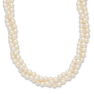 14k 6-7mm White Near-Round Freshwater Cultured Pearl 3-Strand 21 inch Necklace