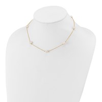 14K Yellow Gold 7-8mm White Near-Round Freshwater Cultured Pearl 7-Station Necklace, 16" view 3