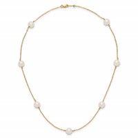 14K Yellow Gold 7-8mm White Near-Round Freshwater Cultured Pearl 7-Station Necklace, 16" view 4