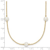 14K Yellow Gold 5-6mm White Near-Round Freshwater Cultured Pearl 7-Station Necklace, 16" view 5