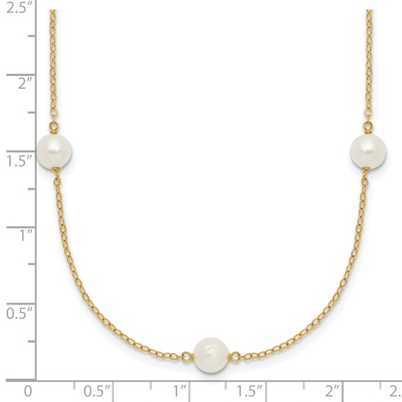 Gold Freshwater Cultured White Near Round Pearl Necklace