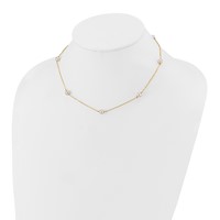 14K Yellow Gold 5-6mm White Near-Round Freshwater Cultured Pearl 7-Station Necklace, 16" view 3