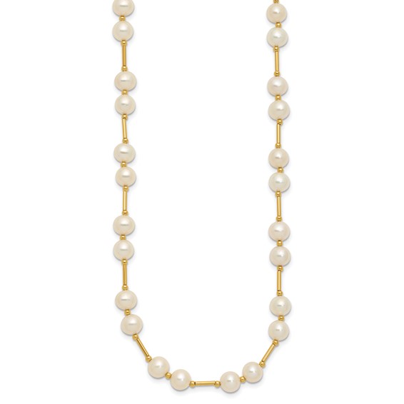 14k 6-7mm White Near-Round Freshwater Cultured Pearl Beaded 18 inch Necklace