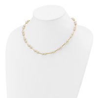 14K Yellow Gold 6-7mm White Near-Round Freshwater Cultured Pearl Beaded Necklace, 18" view 4
