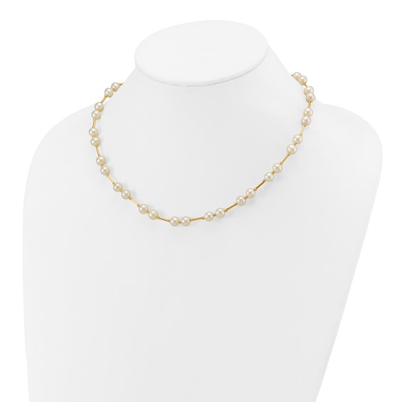 14k 6-7mm White Near-Round Freshwater Cultured Pearl Beaded 18 inch Necklace