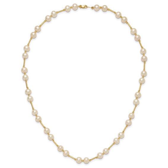 14k 6-7mm White Near-Round Freshwater Cultured Pearl Beaded 18 inch Necklace