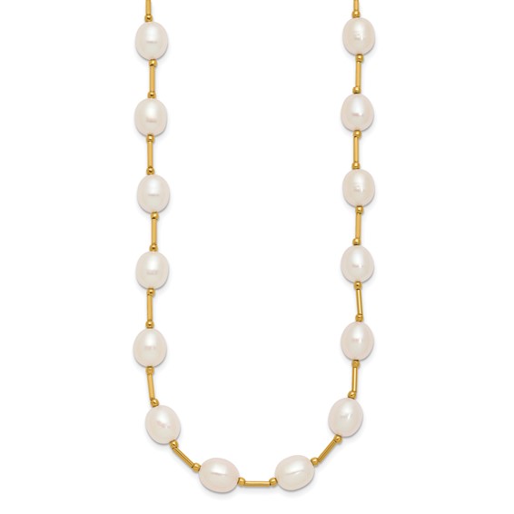 14k 7-8mm White Rice Freshwater Cultured Pearl Beaded 18 inch Necklace