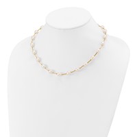 14K Yellow Gold 7-8mm White Rice Freshwater Cultured Pearl Beaded Necklace, 18" view 4