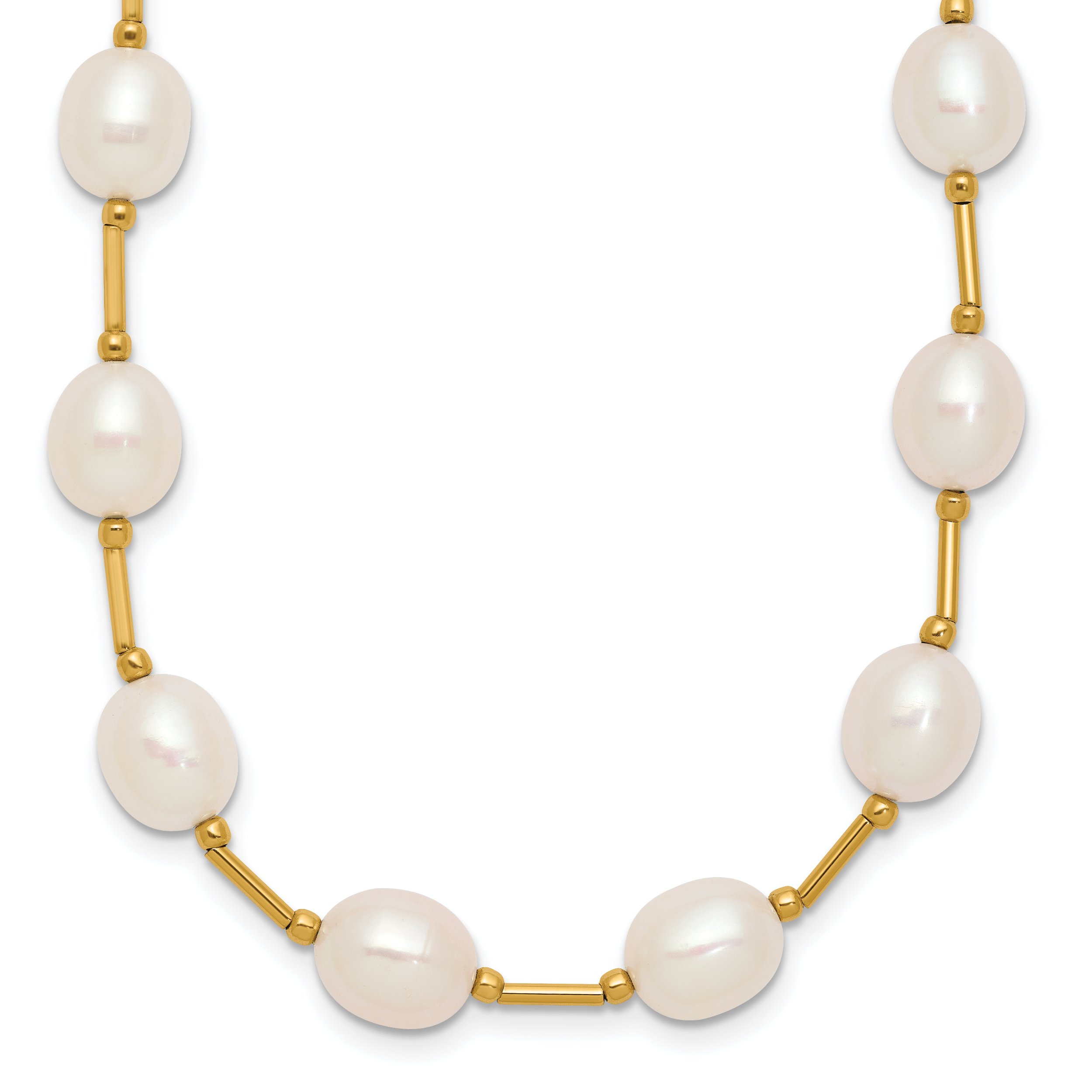 14k 7-8mm White Rice Freshwater Cultured Pearl Beaded 18 inch Necklace (XF558-18)