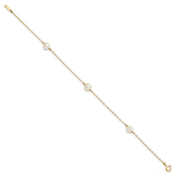 Gold Freshwater Cultured White Near Rounded Bracelets