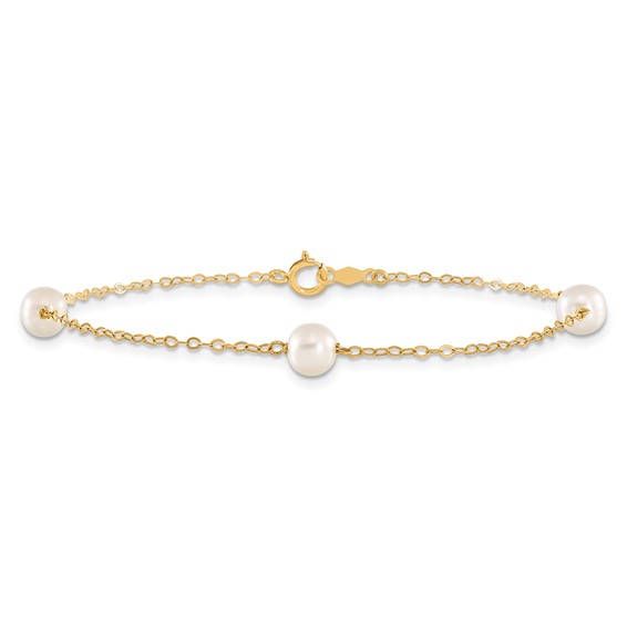 Gold Freshwater Cultured White Near Rounded Bracelets
