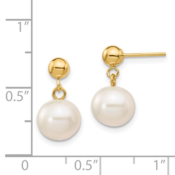 Gold FWC Pearl Dangle Post Earrings