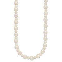 14K White Gold 5-8mm White Near-Round Freshwater Cultured Pearl Necklace, 18" view 2