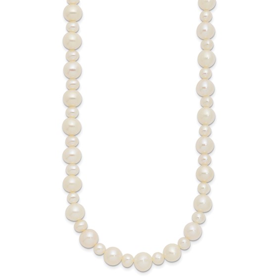 14k White Gold 5-8mm White Near-Round Freshwater Cultured Pearl 18 inch Necklace
