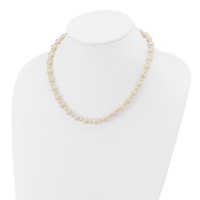 14K White Gold 5-8mm White Near-Round Freshwater Cultured Pearl Necklace, 18" view 4