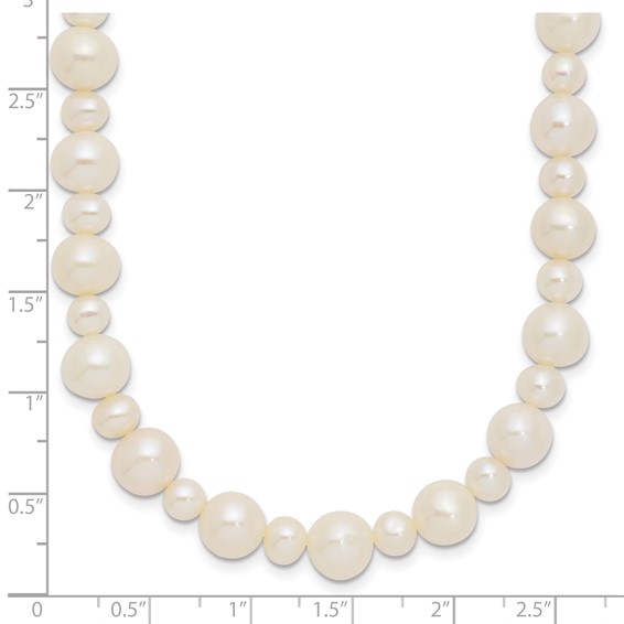 14k White Gold 5-8mm White Near-Round Freshwater Cultured Pearl 18 inch Necklace