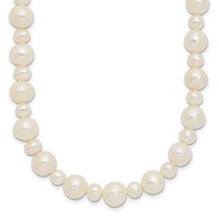 14K White Gold 5-8mm White Near-Round Freshwater Cultured Pearl Necklace, 18" view 1