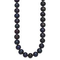 14K White Gold 10-11mm Black Near-Round Freshwater Cultured Pearl Necklace, 18" view 2