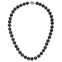 14K White Gold 10-11mm Black Near-Round Freshwater Cultured Pearl Necklace, 18" view 5