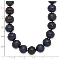 14K White Gold 10-11mm Black Near-Round Freshwater Cultured Pearl Necklace, 18" view 3