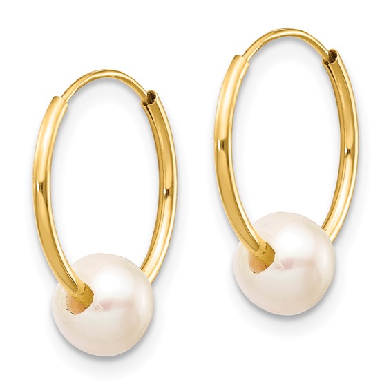 Gold Semi-round FWC Endless Hoop Pearl Earrings