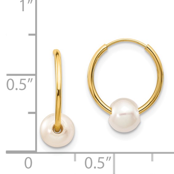 Gold Semi-round FWC Endless Hoop Pearl Earrings
