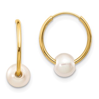 Gold Semi-round FWC Endless Hoop Pearl Earrings