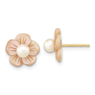 Gold FWC Pearl Post Earrings