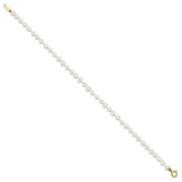 14K Yellow Gold Madi K 3-4mm White Egg Shape Freshwater Cultured Pearl Bracelet, 6" view 2