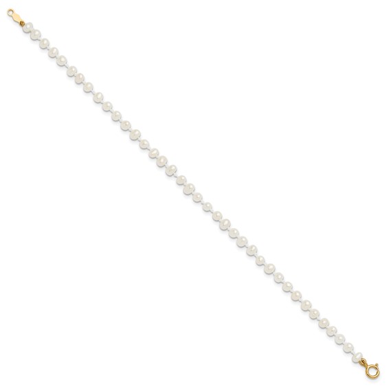 14k Madi K 3-4mm White Egg Shape Freshwater Cultured Pearl 6 inch Bracelet