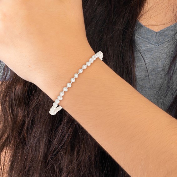 14k Madi K 3-4mm White Egg Shape Freshwater Cultured Pearl 6 inch Bracelet