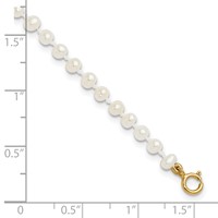 14K Yellow Gold Madi K 3-4mm White Egg Shape Freshwater Cultured Pearl Bracelet, 6" view 3