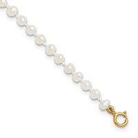 14K Yellow Gold Madi K 3-4mm White Egg Shape Freshwater Cultured Pearl Bracelet, 6" view 1