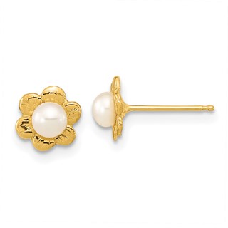 Gold FWC Pearl Post Earrings