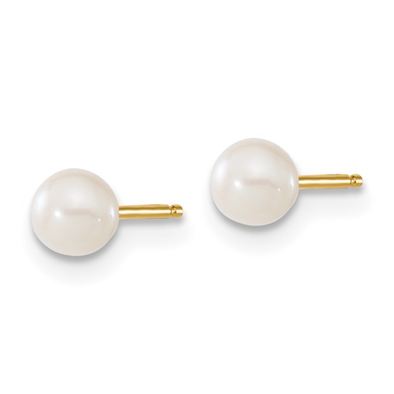 14k Children's 4-5mm White Round Freshwater Cultured Pearl Pendant and Post Earrings Set