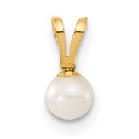 14K Yellow Gold Children's 4-5mm White Round Freshwater Cultured Pearl Pendant and Post Earrings Set view 5