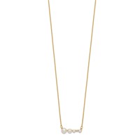 14K Yellow Gold Graduated White Round Freshwater Cultured Pearl and 0.01 Carat Diamond Necklace, 17" view 2