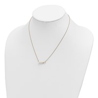 14K Yellow Gold Graduated White Round Freshwater Cultured Pearl and 0.01 Carat Diamond Necklace, 17" view 4