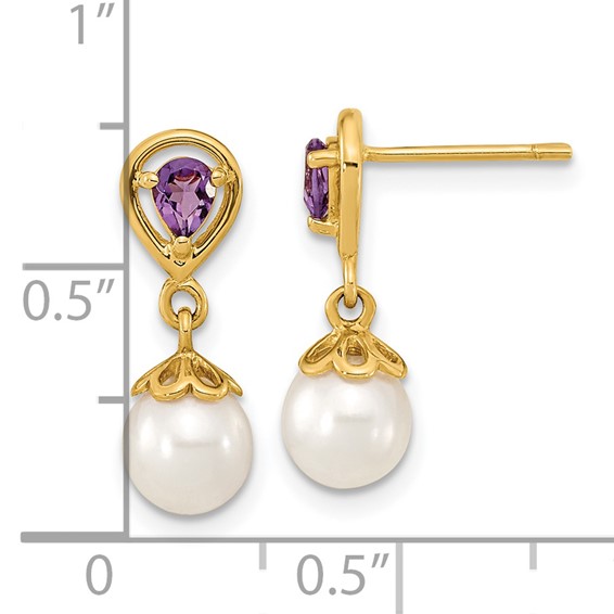 FWC Pearl & Gemstone Post Dangle Earrings