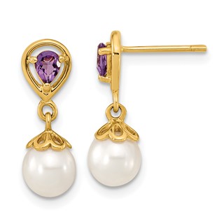 FWC Pearl & Gemstone Post Dangle Earrings