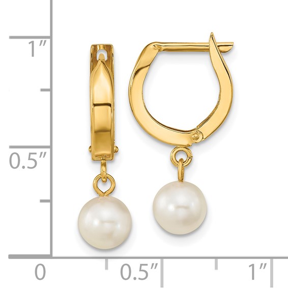 Gold Pearl Hinged Hoop Earrings