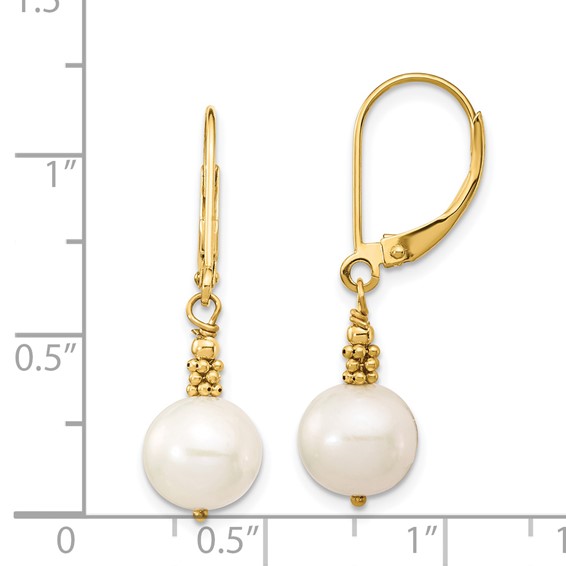 Gold FWC Pearl Dangle Leverback Earrings